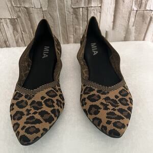MIA Knit Flats - Elanna Women’s Shoe Size 9 .5 Black Tan Leopard Print